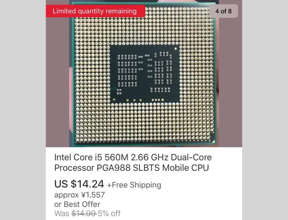 ebayでCore i5の第一世代560Mが安かった